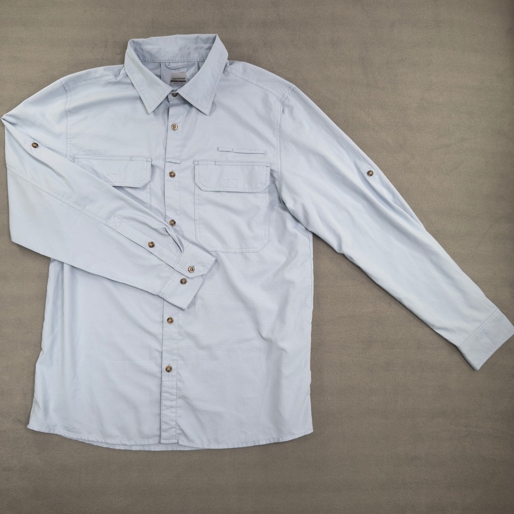 33000ft Mens Long Sleeve Fishing Shirt Light Blue Roll Tab Performance M